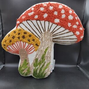 Embroidered Accent Pillow Boho 70's Decor Hippie NOVOGRATZ Harvest Mushroom
